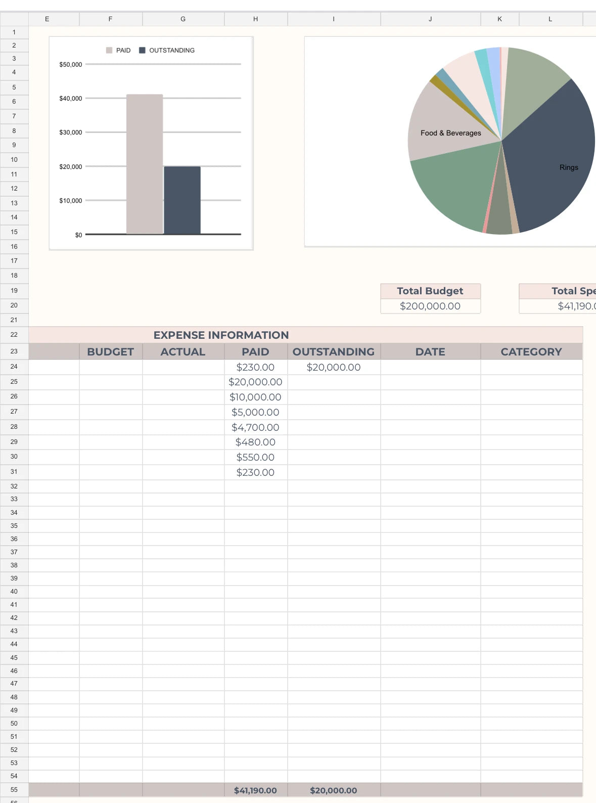 Wedding Planner Spreadsheet – Digital Download