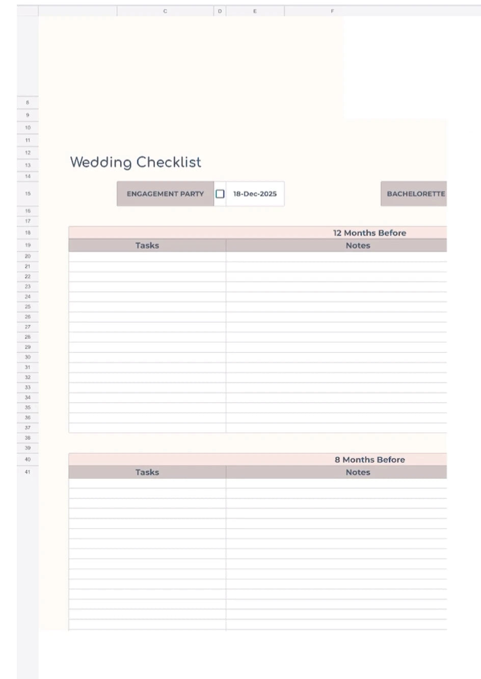 Wedding Planner Spreadsheet – Digital Download
