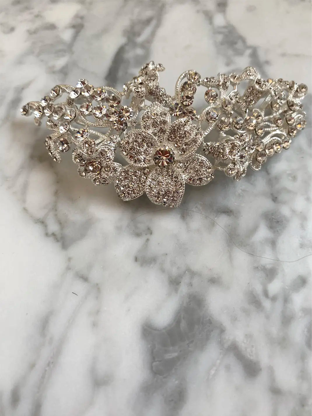Silver Floral Hair Comb