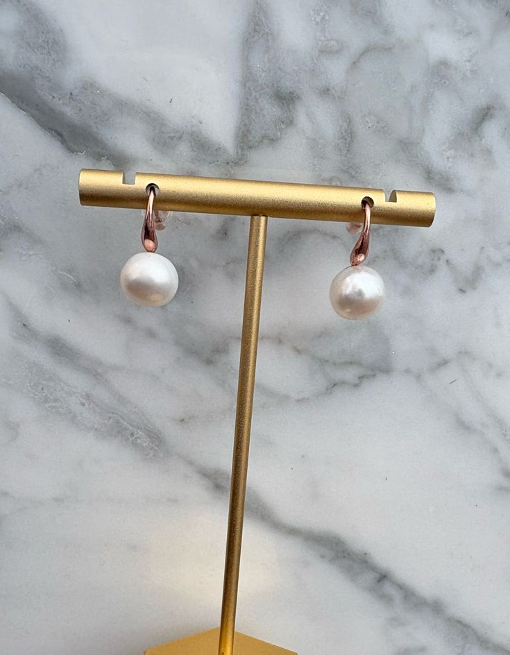 Rose Gold Pearl Drop Earrings