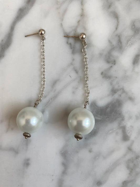Pearl Drop Earrings in Silver