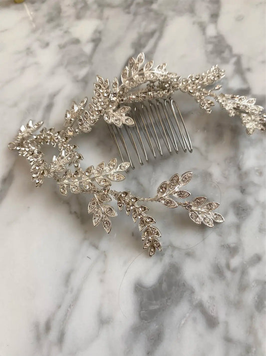 Leaf Rhinestone Hair Comb